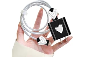 DIYGODY Simpatico Kit Protettiva per Caricabatterie iPhone con Modello 3D Cuore, Protezione de Cavo Dati, Proteggi Antirottura USB Tipo-C Caricabatterie Cavo Saver per iPhone, Organizzatore Gestione de Cavi
