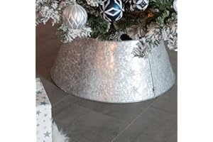 Dawsons Living Christmas Tree Skirt - Metal Christmas Tree Trunk Basket Guard - Silver - for Trees 7ft and Below (57cm)