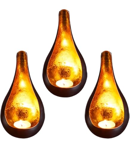 Namik Set of 4 Vintage Wind Lights Decoration 20 cm Black Gold 4 Tea Light Holders Ramadan Decoration Metal for Bedroom and Living Room