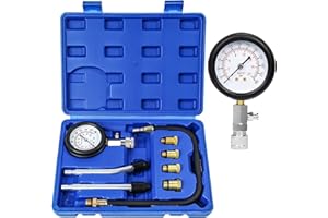 Zorplex Probador de Compresión de Motor Kit, Comprobador de Compresión 0-21 Bar / 0-300 PSI con Manómetro y Probador de Bujías, M10 M12 M14 M18, para Automóviles, Motores de Gasolina (Azul)
