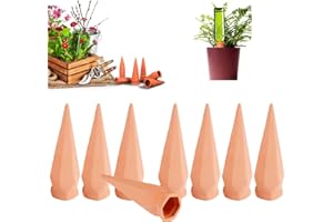 CHSEEO Lot de 8 Oyas a Planter Terre Cuite, Auto-arrosantes en Ollas Terre Cuite, Cône en Argile d’arrosage, Goutte-Gouttes Automatiques pour Plantes en Pot D'intérieur, Marro