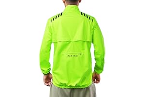 INBIKE Ciclismo Chaqueta Chubasquero Hombre Mujer Impermeable Ligera Cortavientos Reflectante Running Deportes al Aire Libre Chaqueta Verde Naranja Negro WB005