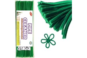 KIMMAX 100 Pfeifenreiniger Grün Bastelset und 100 Googly Eyes -Chenilledraht 30cm- Pfeifenputzer für Kinder Basteln DIY Projekte und Dekorieren (Hellgrün）