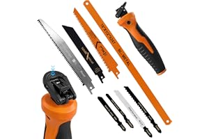 Flintronic 8-i-1 flerhandssågset, mini handsågsats med 8 blad, snabbväxlingsblad, bågfilsset med självlåsande design för trä