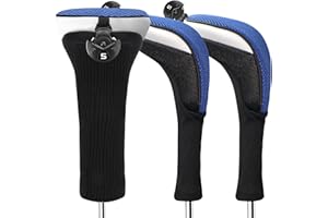 FINGER TEN Golf Club Head Covers Woods Hybrids Long Cover, Headcovers with Interchangeable No. Tags Fit All Hybrids Wood Clubs Light Durable