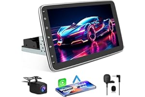 Hexinex Autoradio Android 13 Universel 1 Din | Écran Tactile HD 10 Pouces | 2 Go+ 32 Go | Compatible CarPlay & Android Auto | Caméra de Recul Incluse | GPS, WiFi, Bluetooth, FM RDS, Commande au Volant