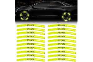 SHUIYUE 20 Pcs Roue RéFléChissante Jante Rayure Autocollant DéCalcomanie, pour Voiture Roues De Moto VéLo, Poussette, DéCoration SéCurité Nuit Bande Universal Anti-Scratch Jante RéFléChissante (Jaune)