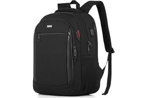 RJEU Sac à dos pour ordinateur portable avec port de charge USB pour homme, femme, garçon et fille, Noir , 15,6 Zoll, Rucksack