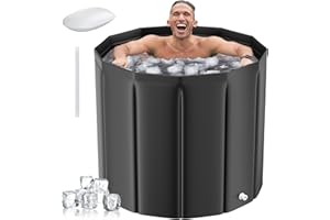 WildFun Baignoire gonflable pour adulte, 376L Baignoire Pliable Extérieure avec Couvercle Portable Ice Bath Tub Bain de Glace baignoire de douche Autonome Piscine Plongeante