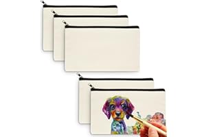 AIBELI Busta Stoffa Piccola Vuota, Astuccio in Cotone con Cerniera, Astuccio Piccolo, Piccola Borsa da Trucco Cosmetica, Può Usare per Graffiti, Stampa e Tintura, ecc. ( 21 x 13 cm ) (5, Colore primario)