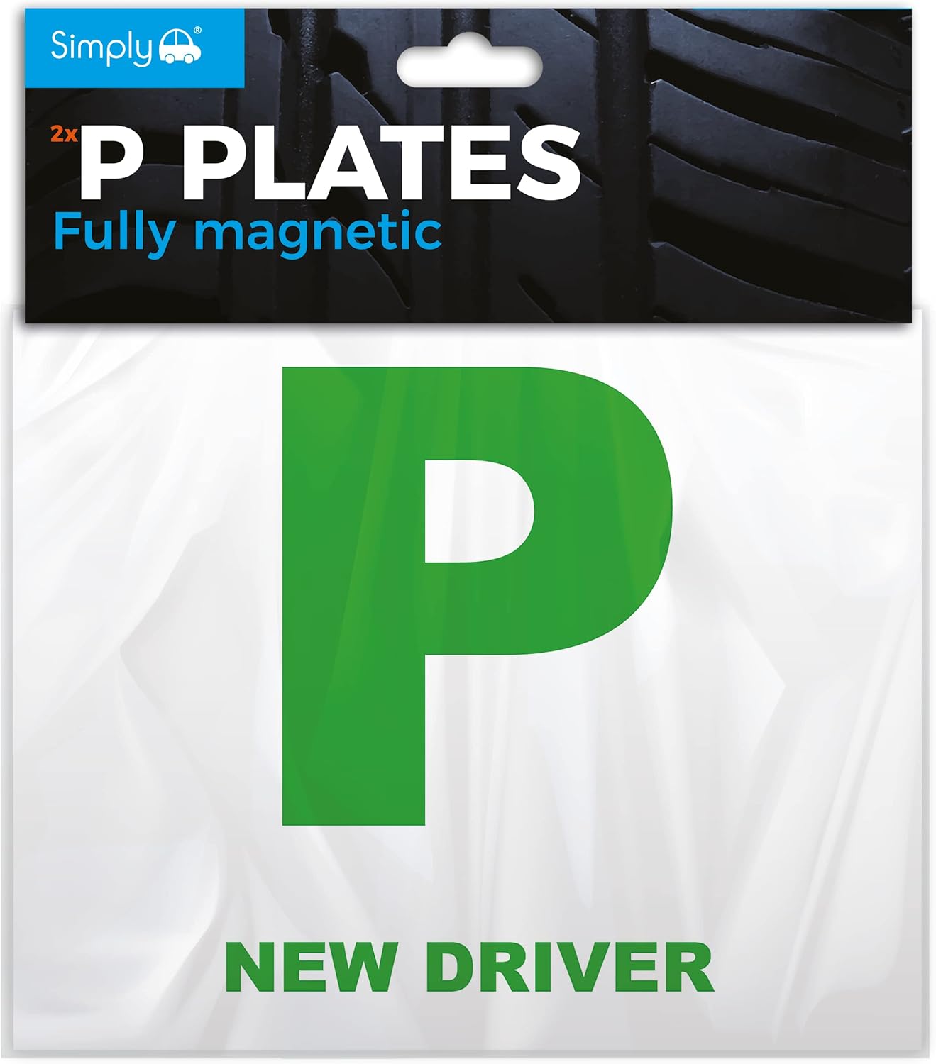 Simply TL1100 Pack of 2, Fully Magnetic Car P-Plates Twin Pack for New Drivers, Easy to Attach and Remove, Strong Magnet Backs for Vehicles