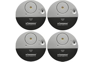 WER DOBERMAN Allarme per finestra ultrasottile di sicurezza, allarme forte da 100dB e sensori di vibrazione, allarme antifurto dal design moderno e ultrasottile con supporto adesivo (confezioni da 4)