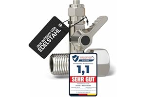 smardy Absperrventil Edelstahl Absperrhahn Adapter T-Stück 3/8x3/8x1/4" zum Anschluss von 2 Geräten für Side by Side Kühlschrank Osmoseanlage Wasserfilter, Wasseranschlussadapter mit Dichtung