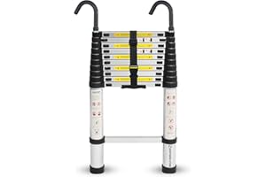 NORTHERN STONE Scala telescopica 2,9 m in alluminio multiuso scala estensibile pieghevole e portatile, carico massimo 150 kg/330 lb, passo regolabile, EN131