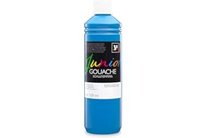 M MALVERK Malverk Junior - Gouache Farben 500ml - Schul-Temperafarben für Kinder, auf Wasserbasis, in praktischer Dosierflasche, Primärblau