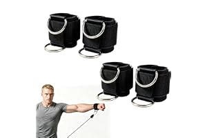 4-delad ankelrem för gymmet (2 par) med förstärkt D-ring och justerbara dragkedjor, handledsremskiva för handleder, ankelband