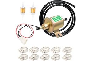 MaxAwe 14Stk Elektrische Kraftstoffpumpen Set, Universal 12V HEP-02A Benzinpumpe Dieselpumpe für Vergaser, Rasenmäher, mit 2 M 5/16" Id Kraftstoffleitung+2stk Kraftstofffilter+10 Stk Schlauchschellen