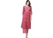 ANNI DESIGNER Women's Cotton Blend Printed Straight Kurta with Palazzo (Pimpli)