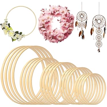 Lot De 4 Cadres De Couronne En Bois Avec Trous Pré-percés - Anneaux De Couronne En Bois Pour Bricolage, Couronne De Fleurs En Bois, Macramé, Bricolage Pour Décoration De Couronne De Mariage