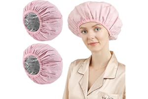 E ENASUE 2 Pack Deep Conditioning Hair Cap,Hair Cap for Oil Treatment,Duschhaube damen wasserdicht,Haarhaube Färben,Shower Cap and Heat Cap Two Uses (Rosa gitter)