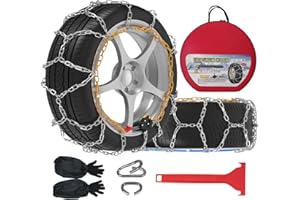 ‎HAPPYMATE Automatische Schneeketten, 2 Stück x 12mm, 1 Minute schnelle Montage von Schneeketten mit automatischem Spanner, Legierung Stahl Schneeketten für Auto (Größe 110)
