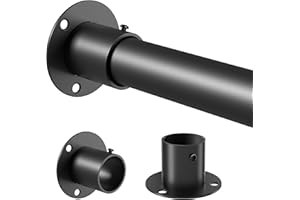 Venwemong Tringle à vêtements extensible en acier inoxydable avec douilles de fixation pour placard et rangement Noir Diamètre 25 mm 70-90 cm