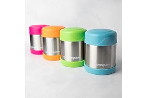 Mummy Cooks - Lunchbox Boite Thermos Alimentaire pour Enfant et Bébé Récipient Isotherme et Hermétique Conteneur Conservation Repas Chaud ou Froid en INOX 300ml (Bleu) - Stickers OFFERTS