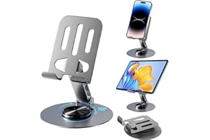 ZSMJAER Support Smartphone Bureau, Support Telephone Pliable en Aluminium, Support Réglable et Polyvalent pour Smartphone ou Tablette, Supporte Aussi Bien la Position Portrait ou Paysage (Gris)