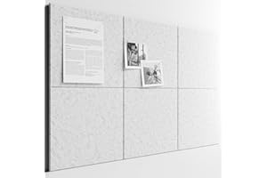 Bumusty Large Cork Board Alternative36 x24 Felt Bulletin Board Tiles, with 30 Pushpins, 40 Adhesive Tabs, 6Pack Slat Wall Paneling, Cork Boards for Office Push Pin Board Felt Board-Silvery Gray