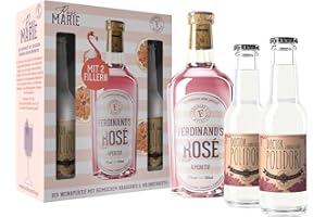 FERDINAND´S Ferdinand's | Rosé Aperitif | Perfektes Sommergetränk mit Rhabarber und Holunderblüte | Mit Doctor Polidori Dry Tonic Water | 500ml + 2 x 200ml | 17% vol.