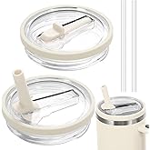 Luxoraiova 2 Cup Replacement Lids for Stanley, 40 oz Reusable Stanley Cup Lids with 2 Plastic Straw, Leak Proof and Dust Proo