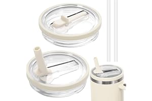 Luxoraiova 2 Coperchi per Stanley Cup da 40 Oz, Stanley Cup Accessori, Riutilizzabile, A Prova di Perdite e Antipolvere, con Coperchio della Cannuccia, con 2 Cannucce(Nero)