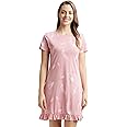Jockey RX25 Women's Micro Modal Cotton Ruffled Hem Styled Half Sleeve Printed Sleep Dress (Colors & Prints May Vary)