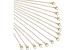 NBEADS 20 Hebras 45cm Cadena de Joyería, Cadena de Cable con Cierre de Langosta de Acero Inoxidable para Hacer Manualidades, Pulsera, Collar Dorado