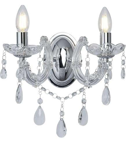 Applique Parete 2 Braccia Vintage - Cristalli E Lampadine Incluse - Foto 12