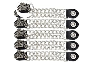 SUPERFINDINGS 5Pcs Leather Waistcoat Extension Chain Motorcycle Vest Extenders Alloy Biker Vest Extenders With Motorbike Engraving 17cm Double Black Chain Vest Extender for Waistcoat