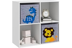 ZONEKIZ Toy Organiser, Children Storage Boxers with Two Non-Woven Fabric Drawers, Kids Toy Box Organiser Shelf for Bedroom, Playroom, Nursery - White