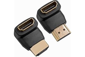pjp electronics (2 pack HDMI to HDMI Adapters, Right Angled And Left Angled HDMI Adapter for TV, Projector, Monitor, Male to Female 270 Degree/ 90 Degree 4K 3D Full HD Gold Plated