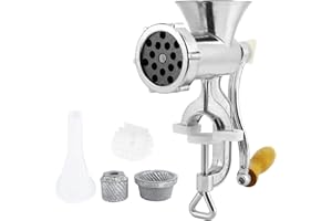 HAOFY Picadora de Carne Manual, Picadora y Embutidora de Carne de Aleación de Aluminio, Máquina de Salchichas con Accesorios, Trituradora de Carne y Huesos