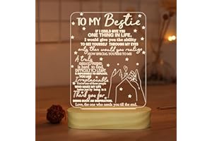 LIGHTZZ to My Bestie Gifts, 3D Illusion Lamp I Love You Friends Night Light for Best Friend Sister Girls Women BFF Birthday,Soft Warm White Colors LED Wooden Table Lamp