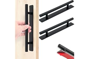 BGOBTY Möbelgriffe,2 Stück Selbstklebende Schrankgriffe,Schrank Schublade Türgriffe Edelstahl,Küchengriffe,Ohne Bohren Griffe,für Schrank Schublade Kleiderschrank Schranktür (Schwarz, 128 mm)