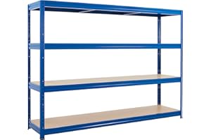 BiGDUG Heavy Duty Garage Shelving Unit - 450kg Per Shelf (1800kg Per Bay) - 177x240x60 cm - 4 Tier Storage Shelves - Blue - Shed Shelving