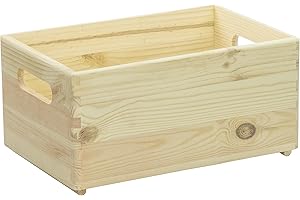 LAUBLUST Holzkiste mit Griffen - ca. 30x20x14cm, Natur | Stapelbare Allzweckkiste aus Holz - Aufbewahrungskiste | Geschenkverpackung | Dekokiste zum Basteln | Küchenbox | Spielzeugkiste