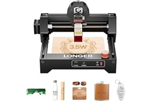 LONGER Incisore laser Ray5 Mini 3,5 W con taglio veloce fino a 12.000 mm/min, area 140x130 mm, Wi-Fi integrato e pulsante di arresto d’emergenza per lavorare in sicurezza.