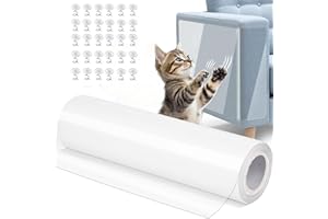 QIEERXI Anti Scratch Furniture Protector - Sofa Protectors from Pets - Cat Sofa Protector Door Protector from Dog Scratching - Clear Training Self Adhesive Tape with 30 Pins for Carpet,Sofa,Couch,Door 30cmx3m