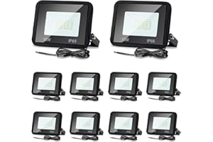 ‎LOSPITCH Lospitch 10x LED Strahler außen, 10W Warmweiß 3000K 900LM Scheinwerfer Flutlichtstrahler, LED Flutlicht IP66 Wasserdicht Außenstrahler für Garten, Garage, Sportplatz, Hof, Fluter