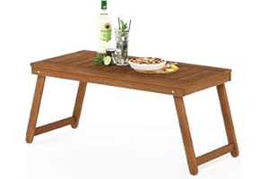 Furinno Tioman Small Hardwood Table Basse Pliante d'Extérieur, Naturel, 43,15 x 89,9 x 45 cm
