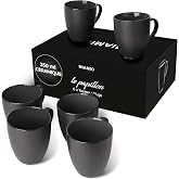 MIAMIO - 6 x 350 ml Tasse à café en grès/Ensemble de tasses Le Papillon Collection (Noir-Rouge