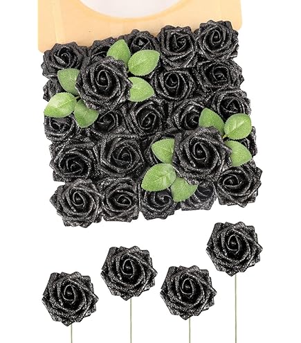 28 Pièces Fleurs Artificielles Et Papillons 3D Noirs - Pour Décorations DIY, Mariage, Fête, Maison
