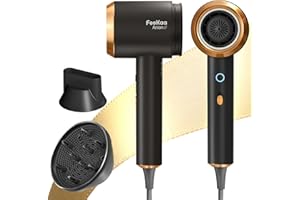 feekaa jonowa suszarka do włosów, szybkoschnąca suszarka do włosów, 100 milionów negatywów, zapewnia błyszczące włosy, z obrotową dyszą magnetyczną, koncentratem i dyfuzorem, do podróży i kręconych,